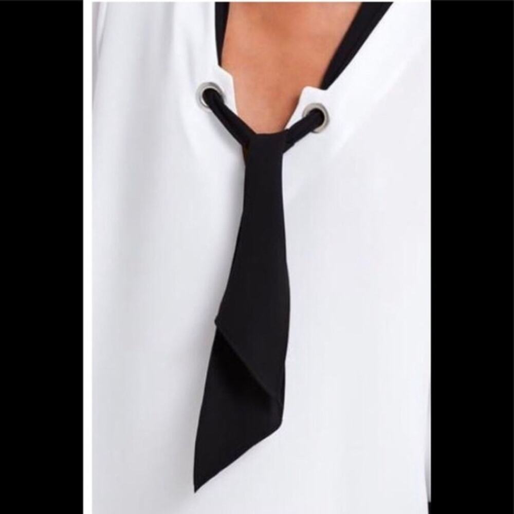 NWT Zara White Tunic Dress with Black Scarf Tie - Picture 5 of 5